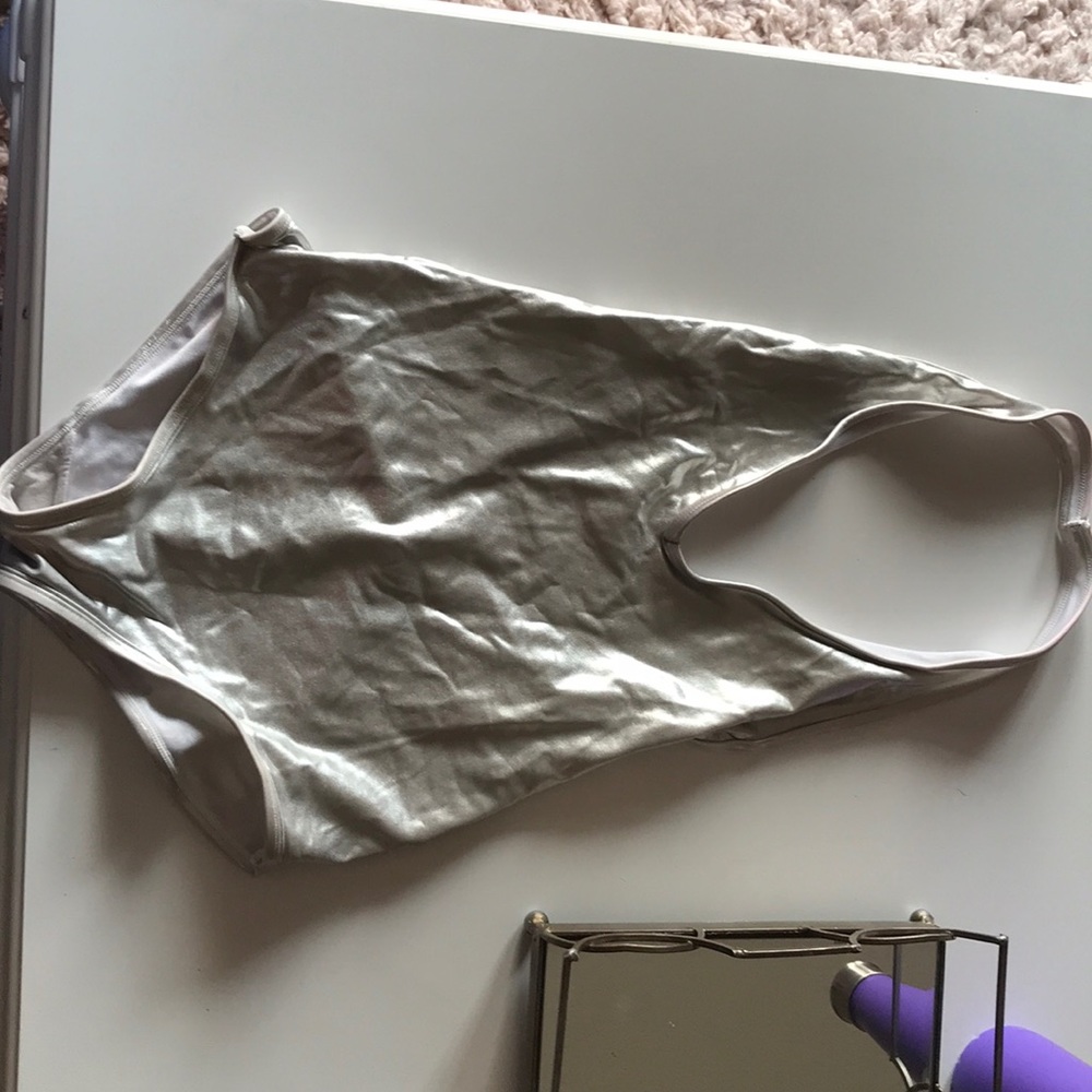 Silver body suit!